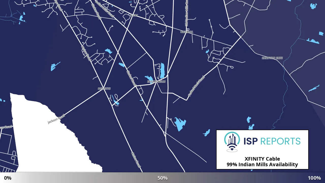 Indian Mills, NJ map of internet availability