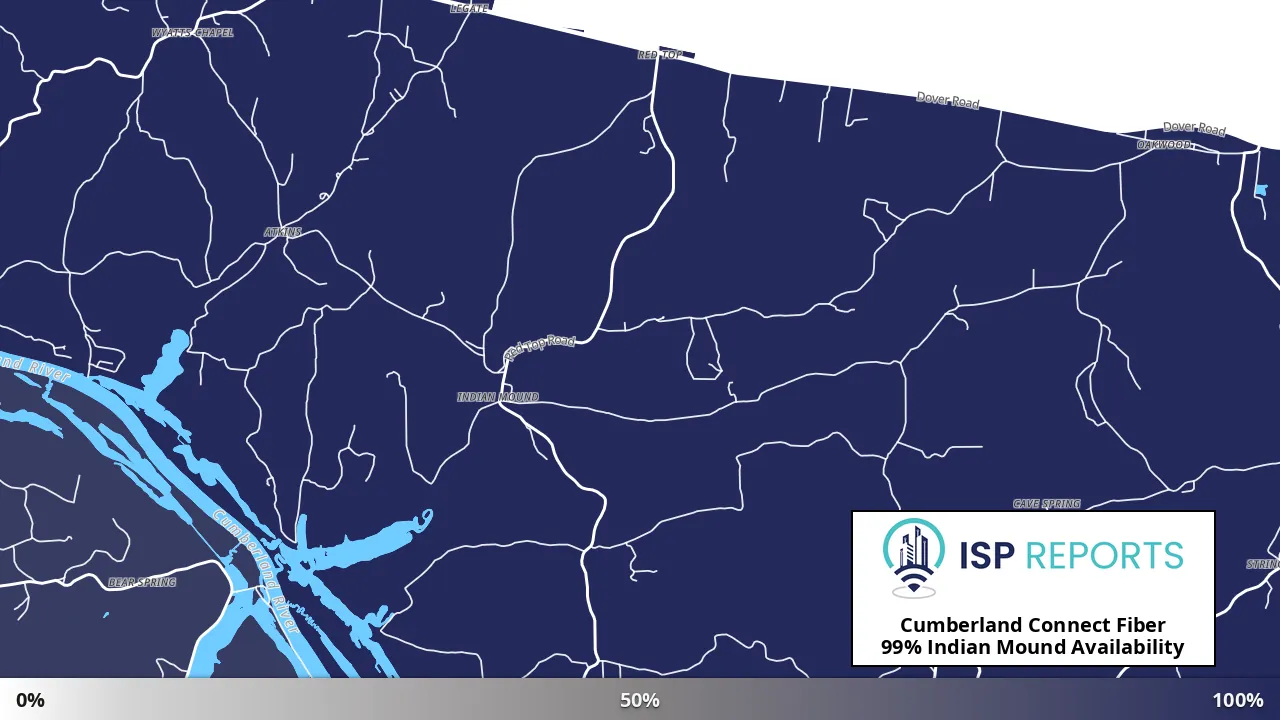 Indian Mound, TN map of internet availability