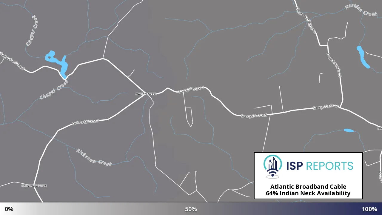 Indian Neck, VA map of internet availability