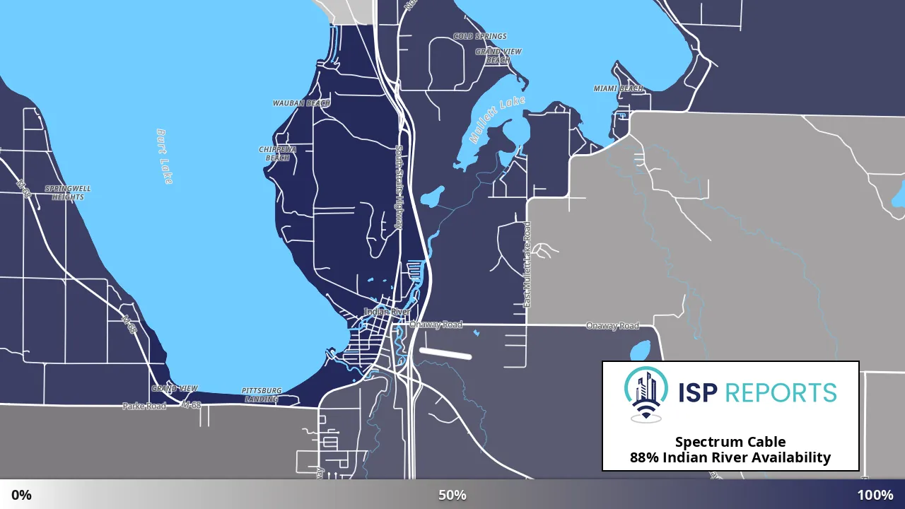 Indian River, MI map of internet availability