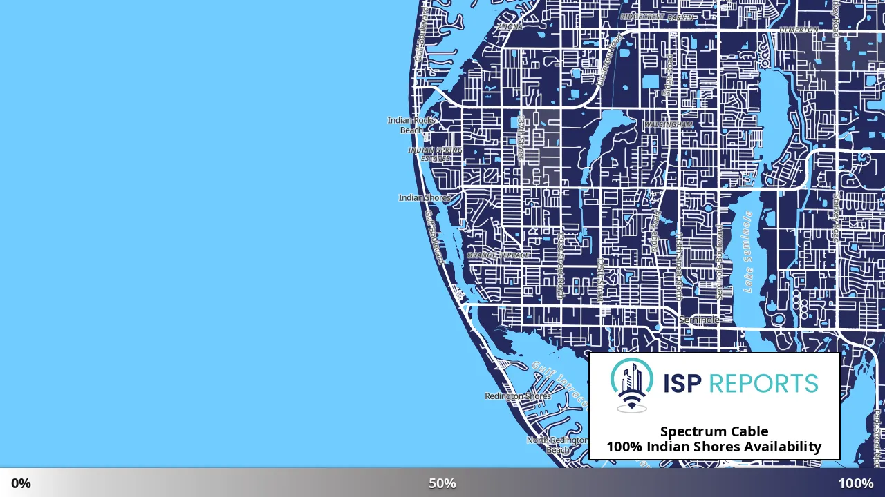 Indian Shores, FL map of internet availability