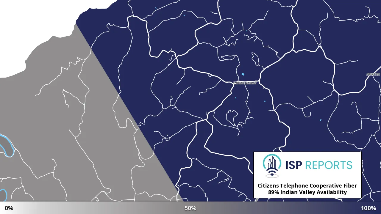 Indian Valley, VA map of internet availability
