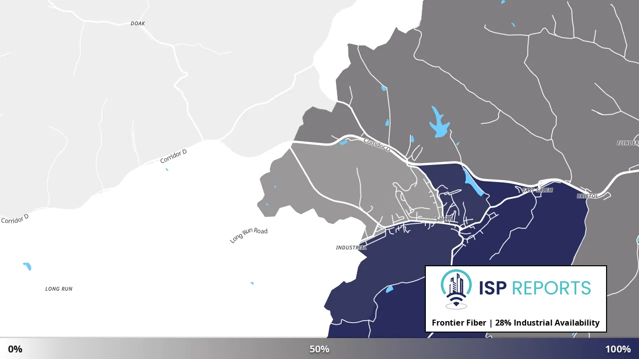 Industrial, WV map of internet availability
