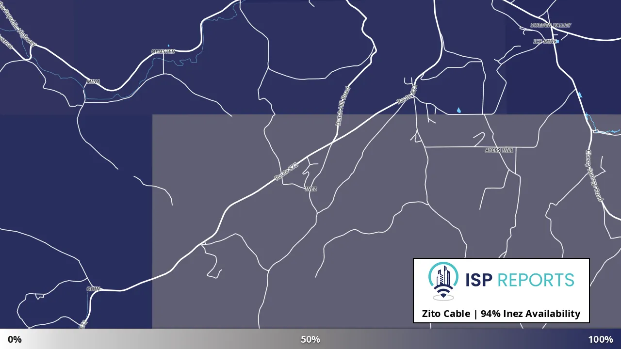 Inez, PA map of internet availability