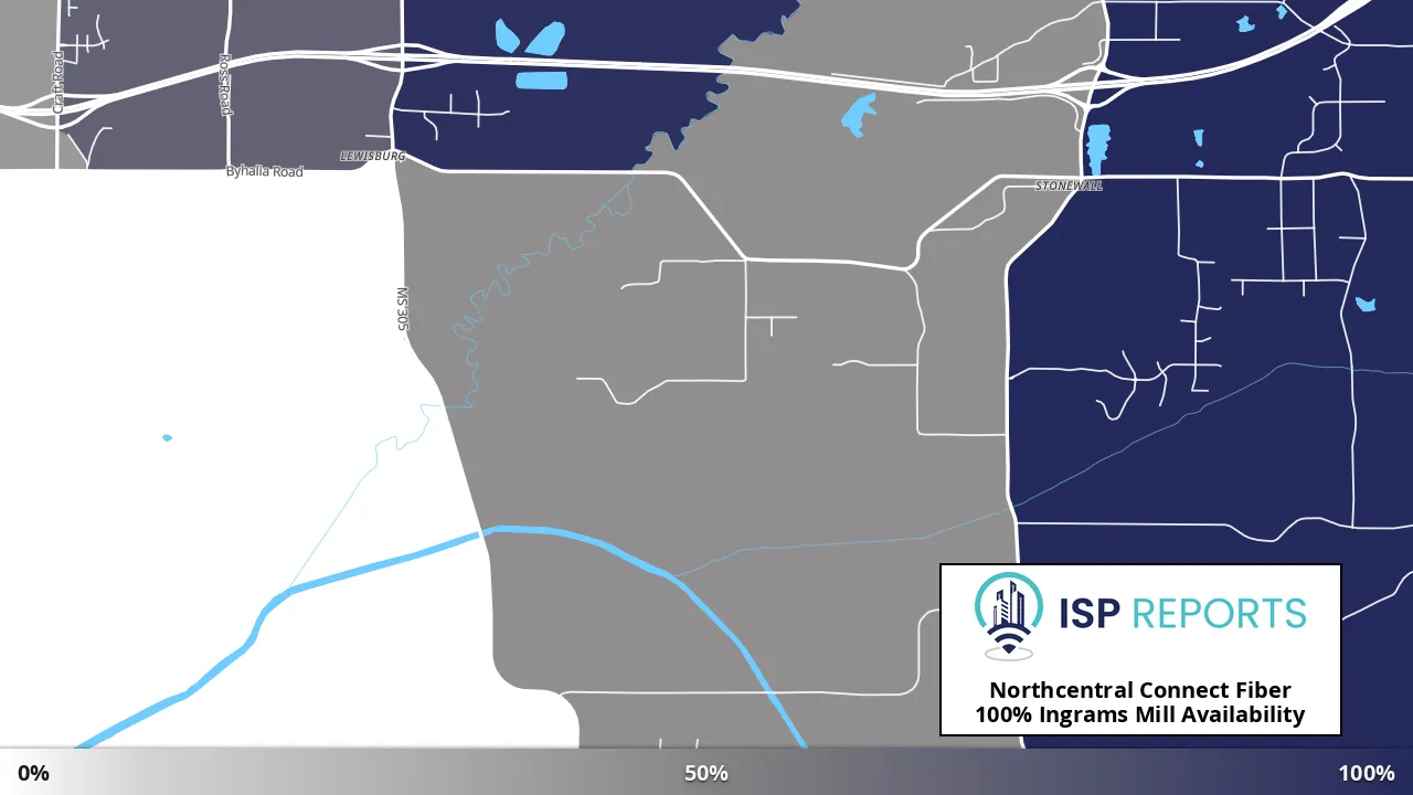 Ingrams Mill, MS map of internet availability
