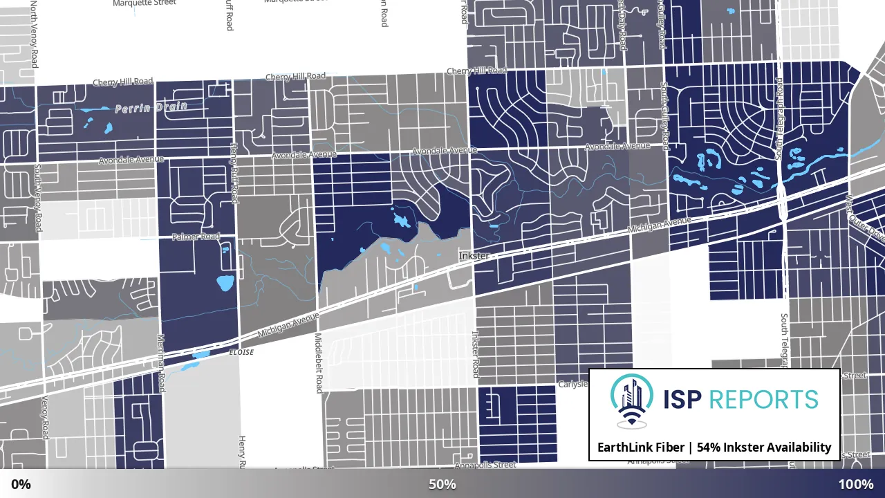 Inkster, MI map of internet availability