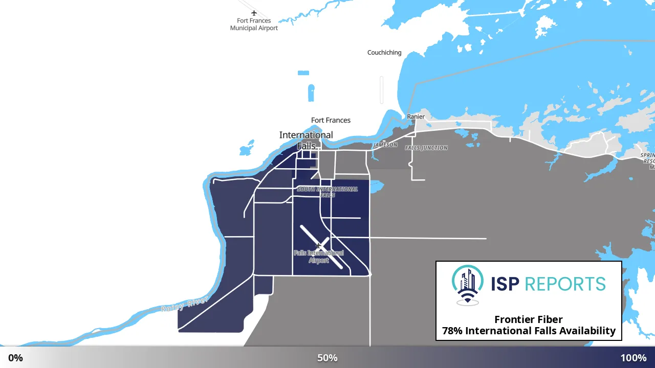 International Falls, MN map of internet availability