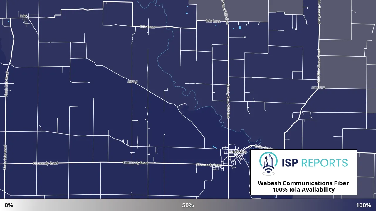 Iola, IL map of internet availability