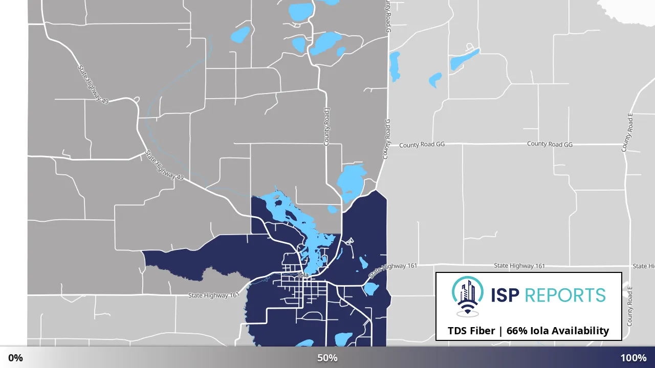 Iola, WI map of internet availability