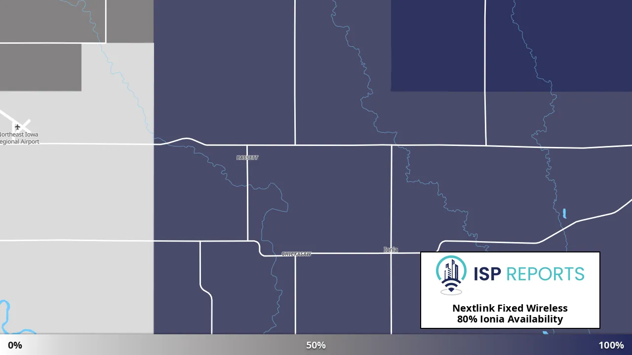 Ionia, IA map of internet availability