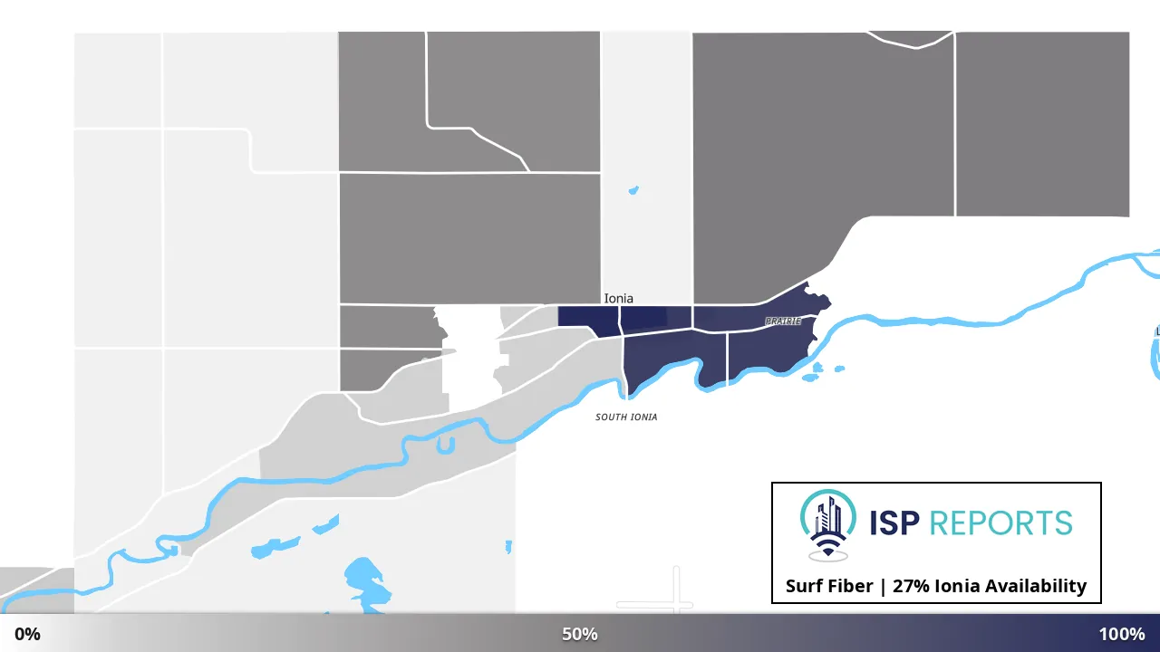 Ionia, MI map of internet availability