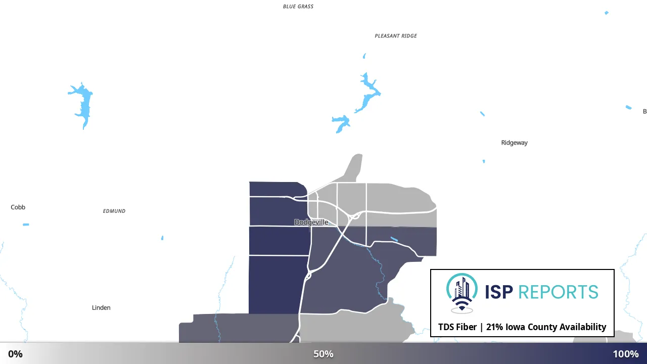Iowa County, WI map of internet availability