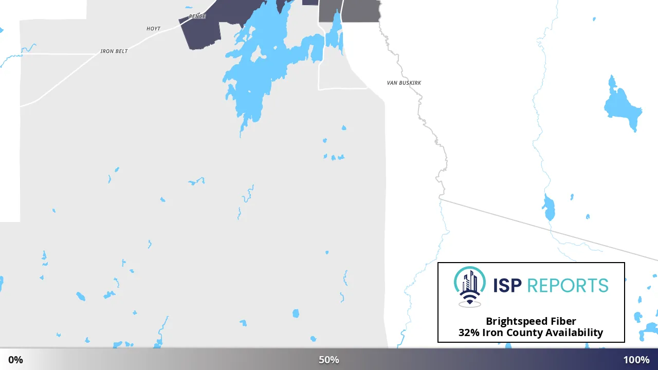 Iron County, WI map of internet availability