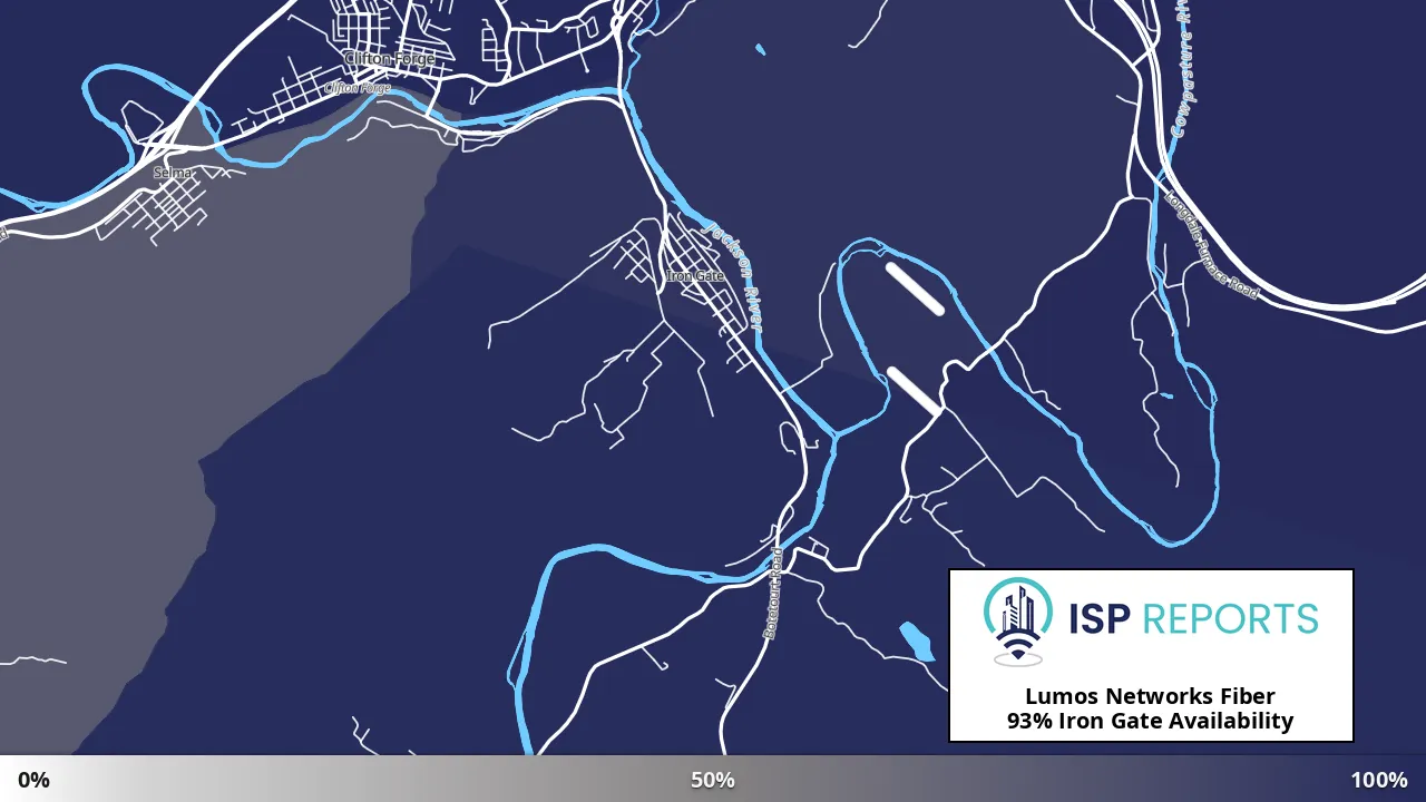 Iron Gate, VA map of internet availability