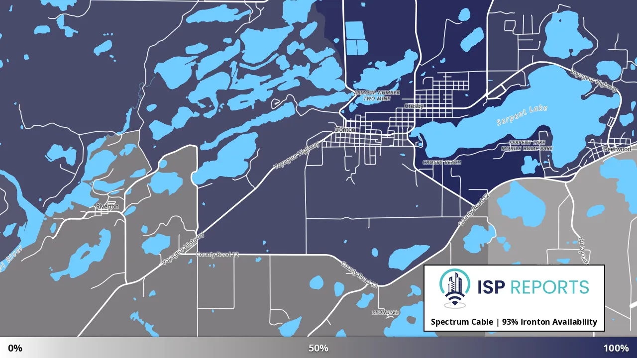 Ironton, MN map of internet availability
