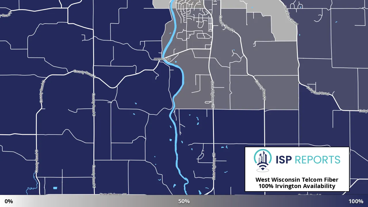 Irvington, WI map of internet availability