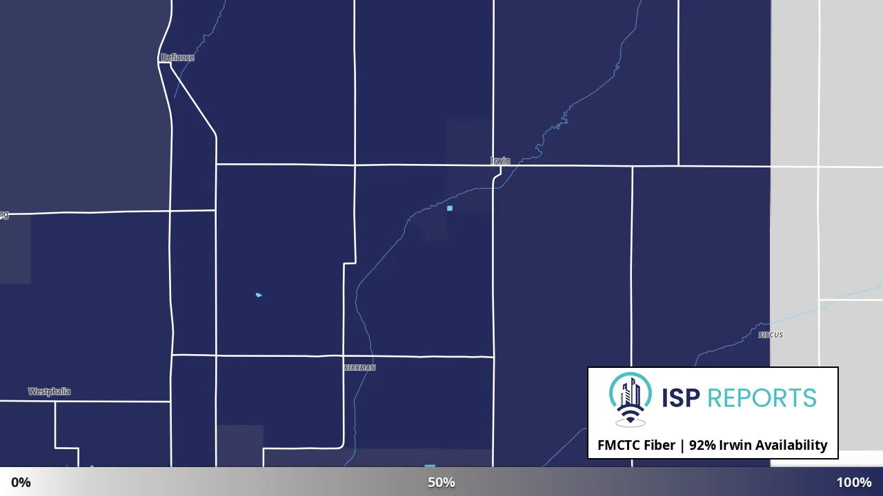 Irwin, IA map of internet availability