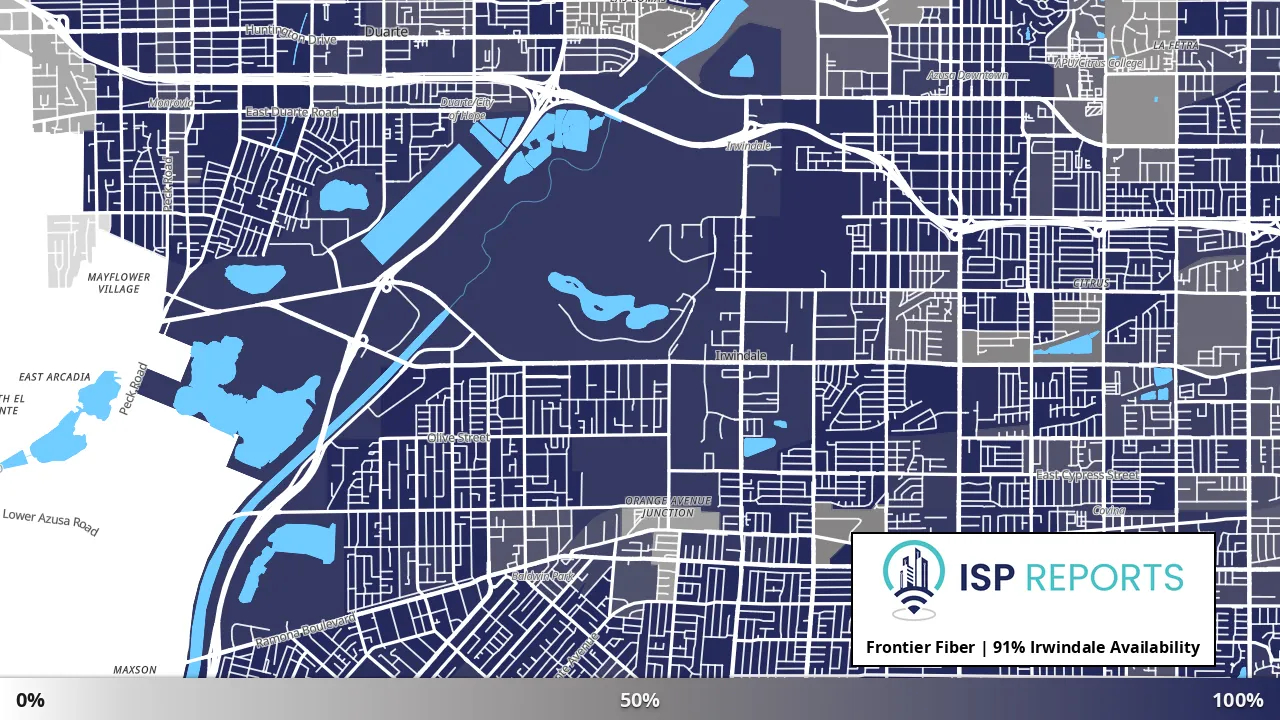 Irwindale, CA map of internet availability