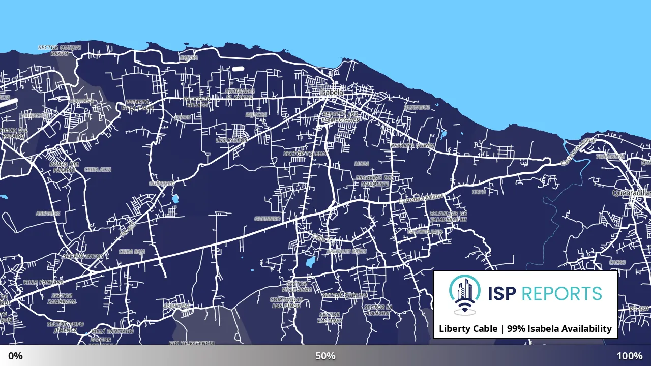 Isabela, PR map of internet availability