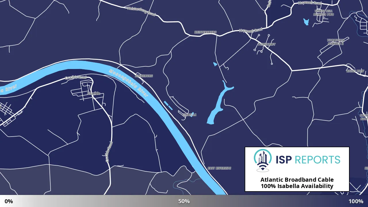 Isabella, PA map of internet availability