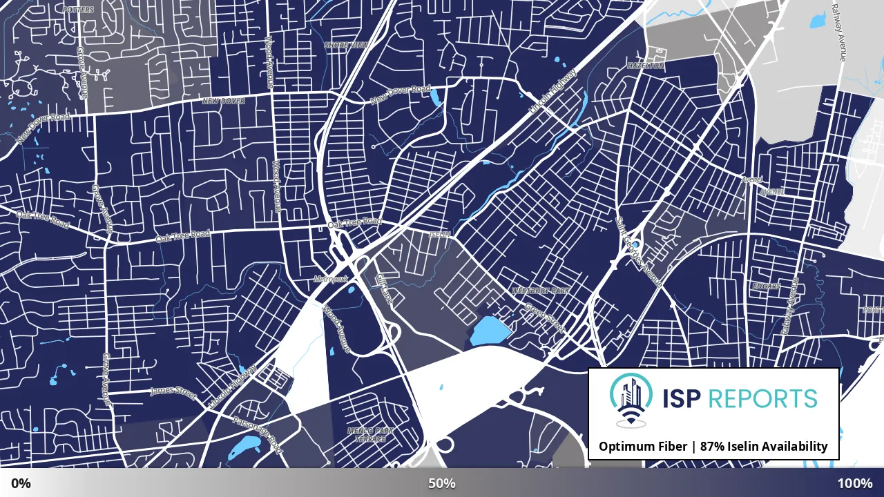 Iselin, NJ map of internet availability