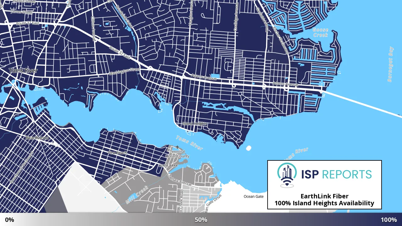 Island Heights, NJ map of internet availability