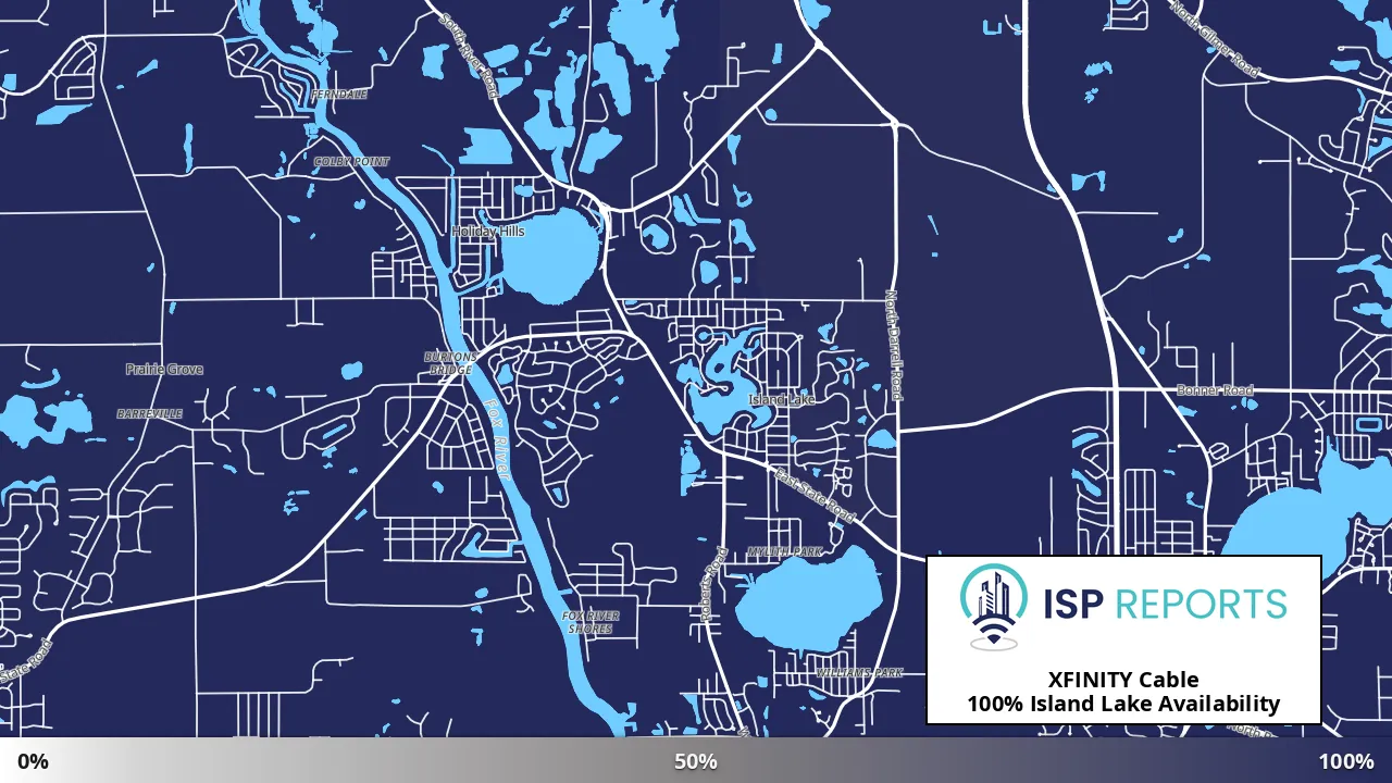Island Lake, IL map of internet availability