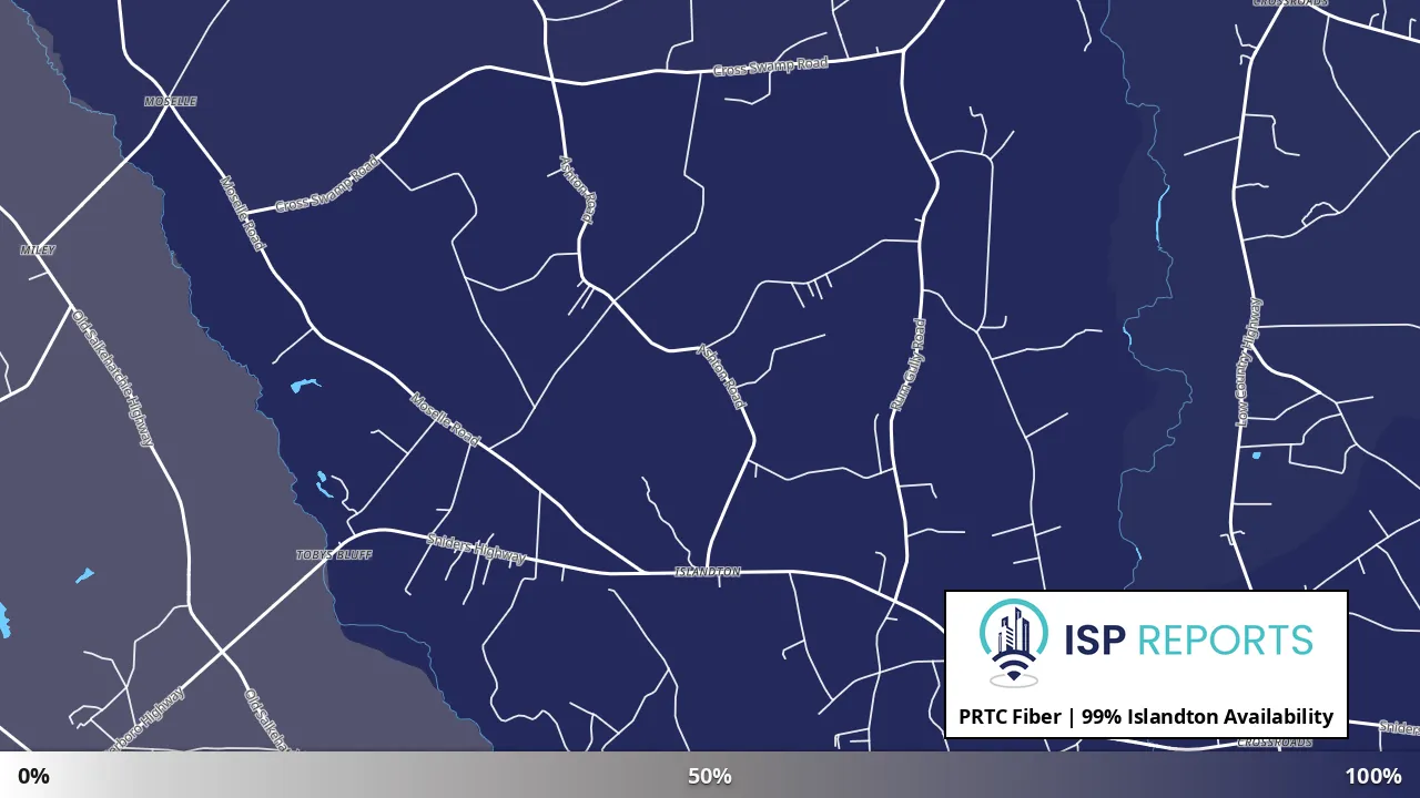 Islandton, SC map of internet availability