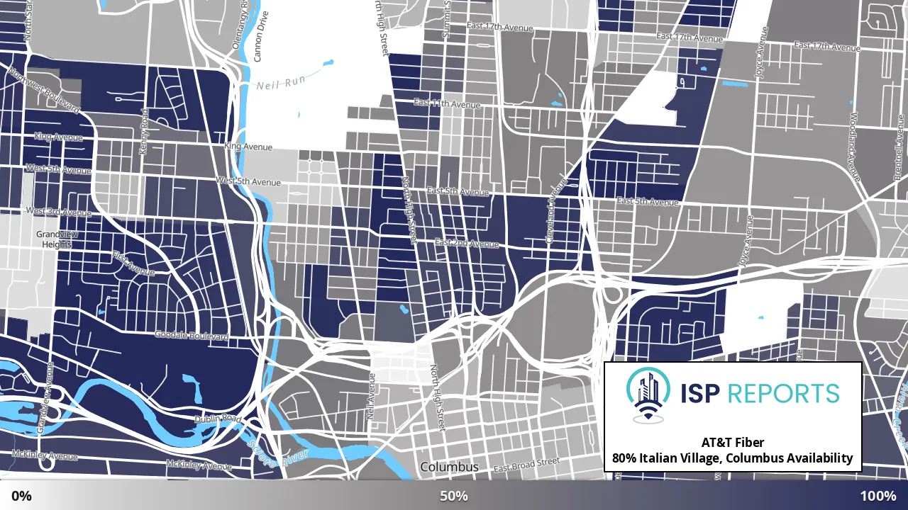 Italian Village, Columbus, OH map of internet availability