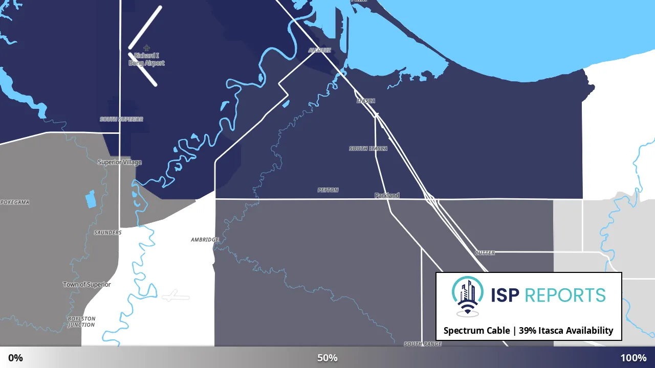 Itasca, WI map of internet availability