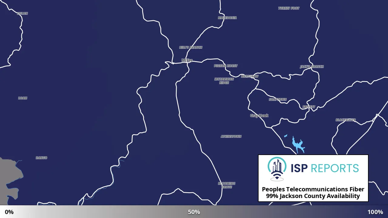 Jackson County, KY map of internet availability