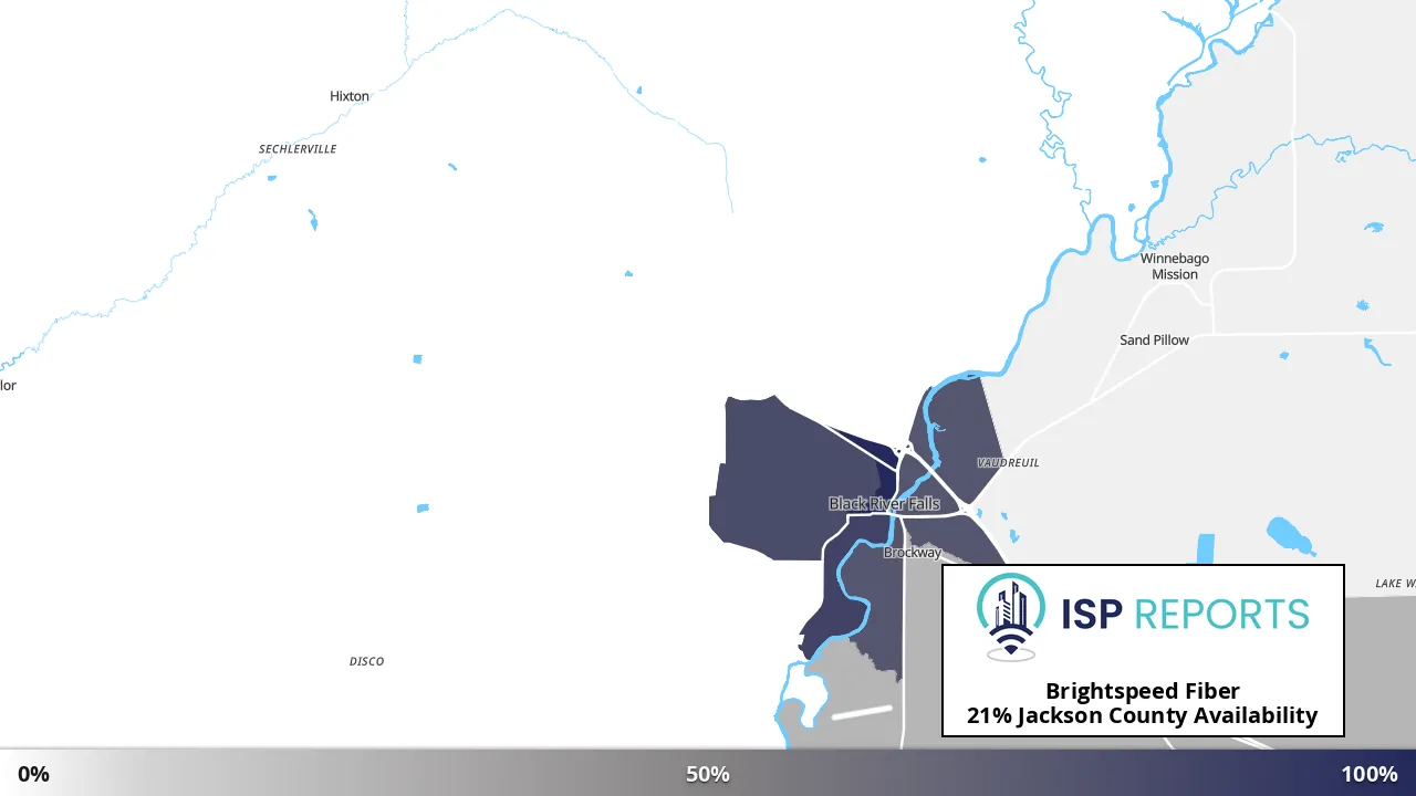 Jackson County, WI map of internet availability