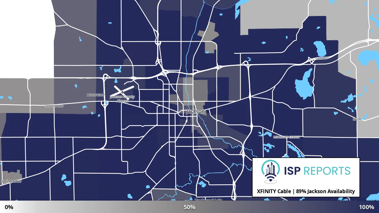 Jackson, MI map of internet availability