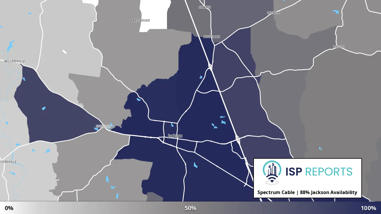 Jackson, MO map of internet availability