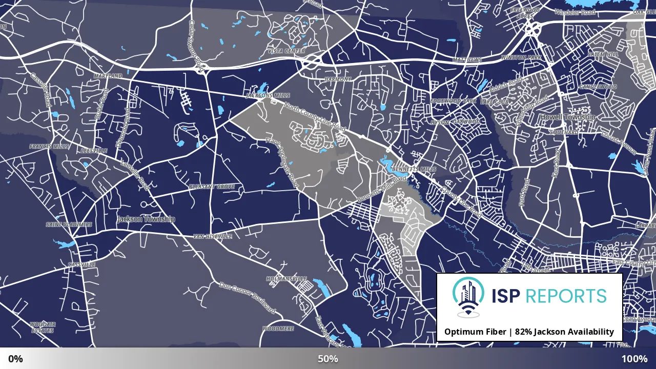 Jackson, NJ map of internet availability