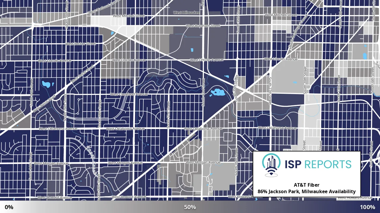 Jackson Park, Milwaukee, WI map of internet availability
