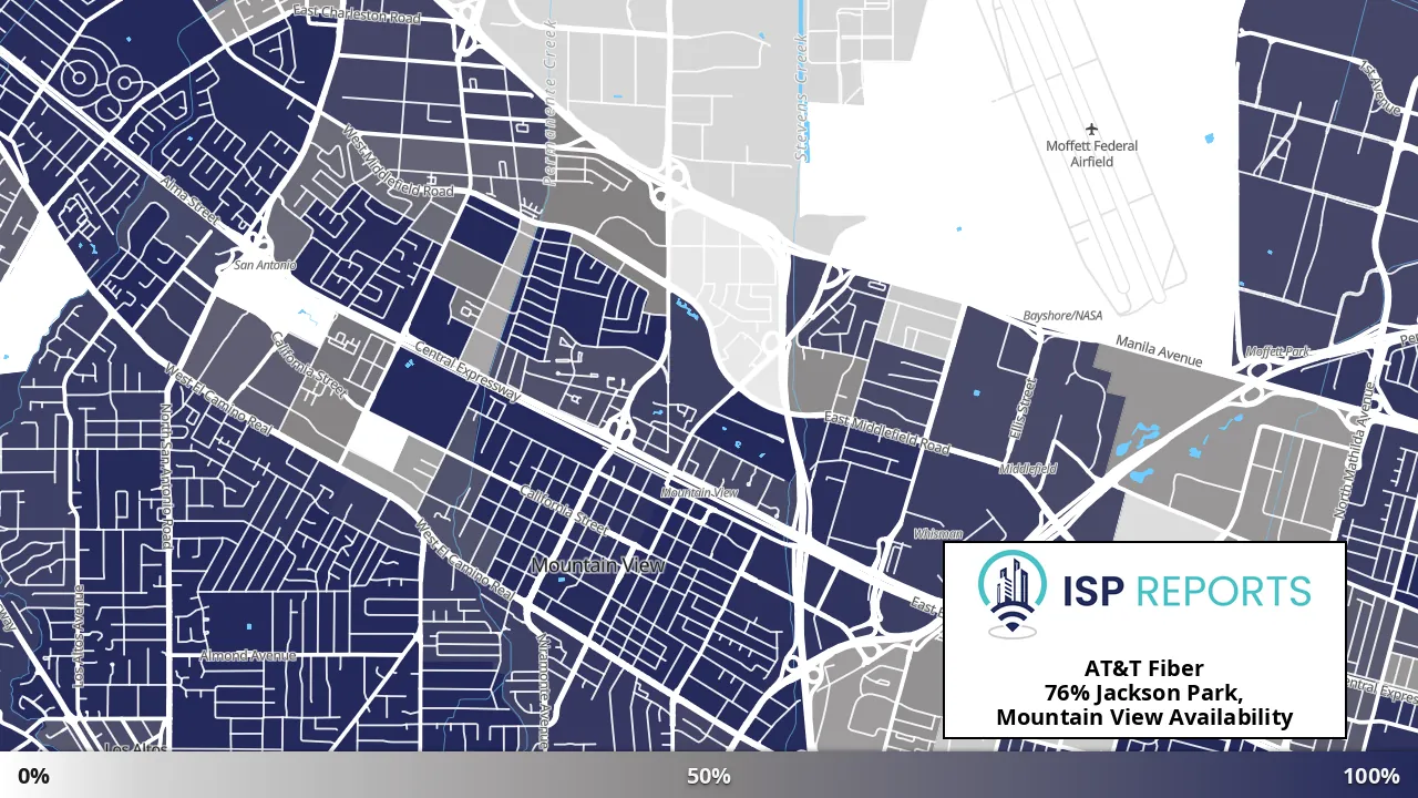Jackson Park, Mountain View, CA map of internet availability