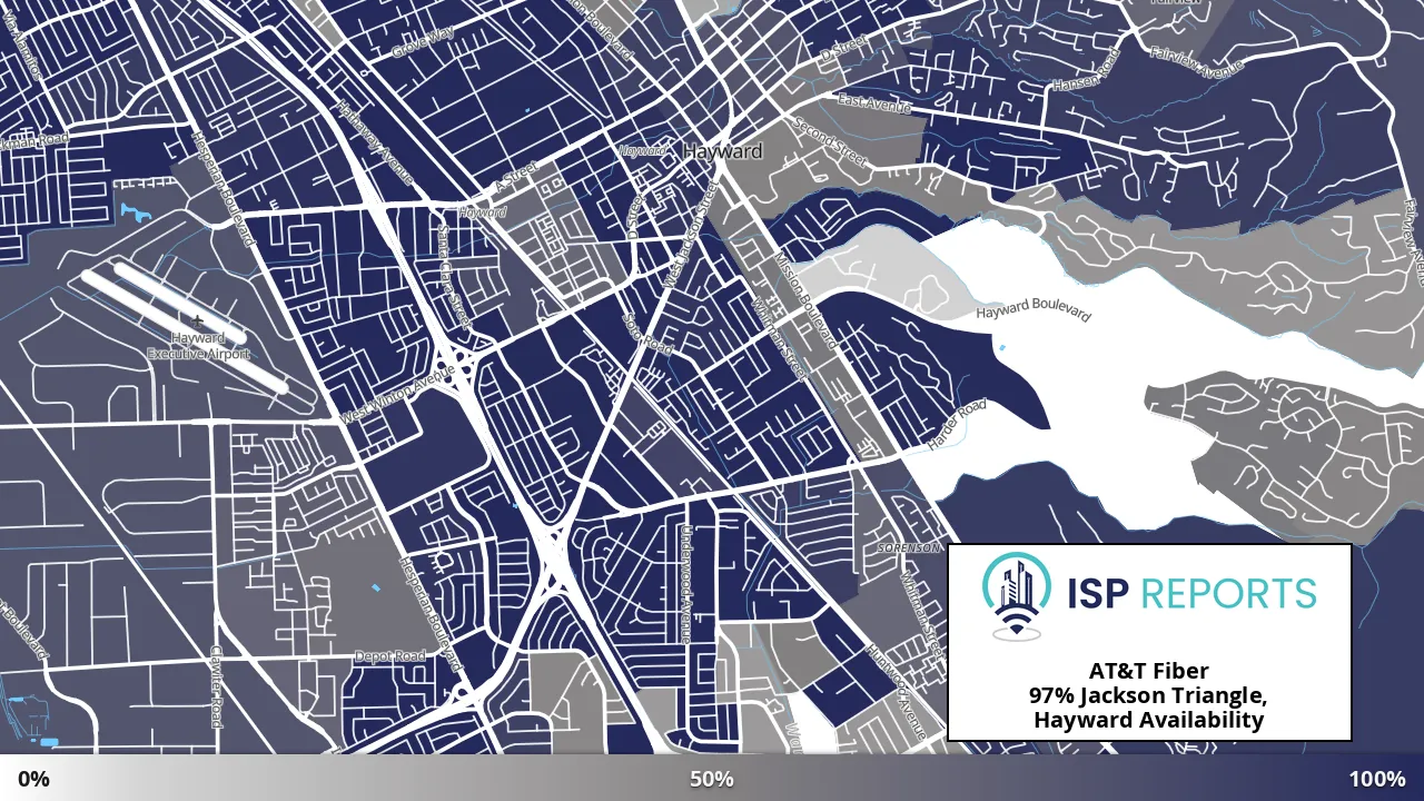 Jackson Triangle, Hayward, CA map of internet availability