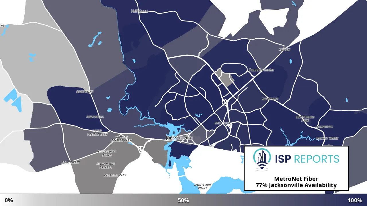 Jacksonville, NC map of internet availability
