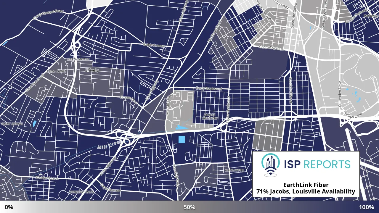 Jacobs, Louisville, KY map of internet availability