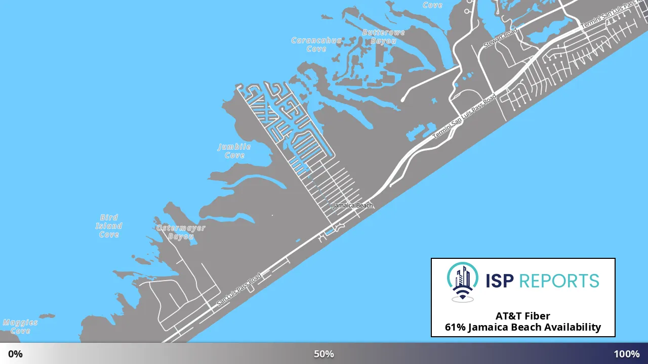 Jamaica Beach, TX map of internet availability