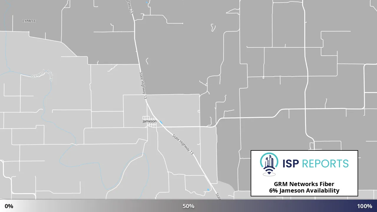 Jameson, MO map of internet availability