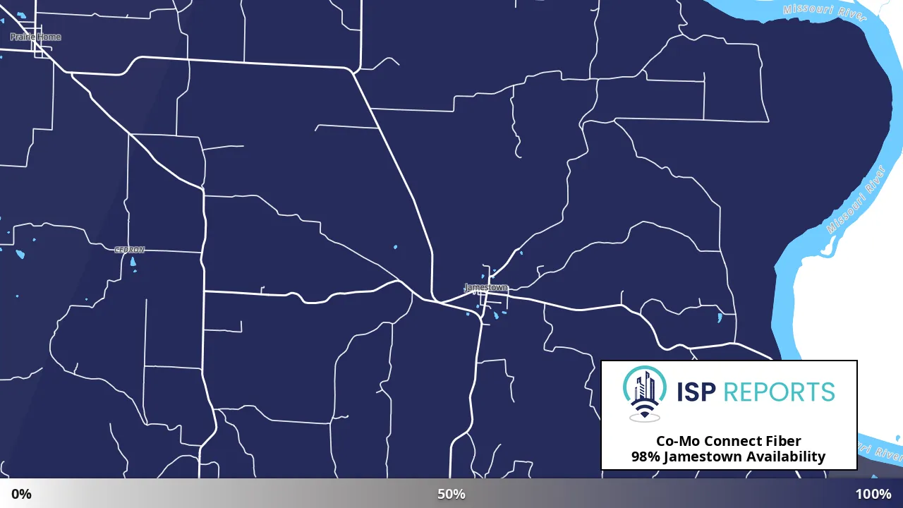 Jamestown, MO map of internet availability