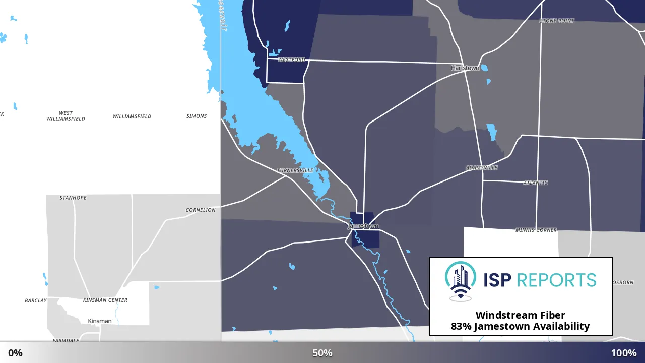 Jamestown, PA map of internet availability