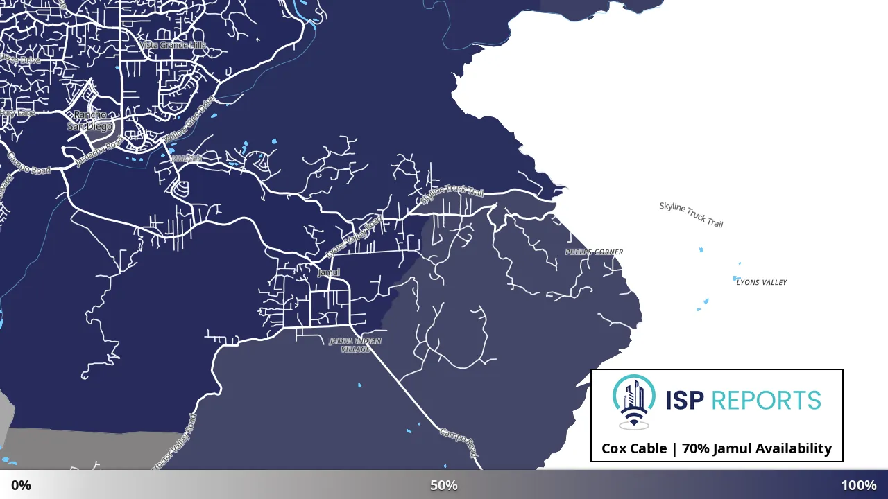 Jamul, CA map of internet availability
