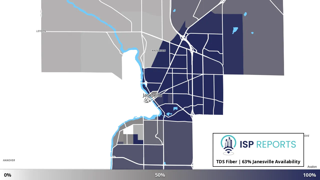 Janesville, WI map of internet availability