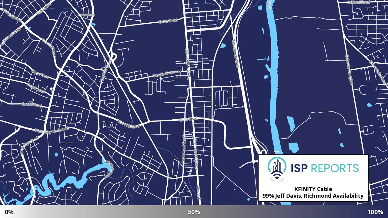 Jeff Davis, Richmond, VA map of internet availability