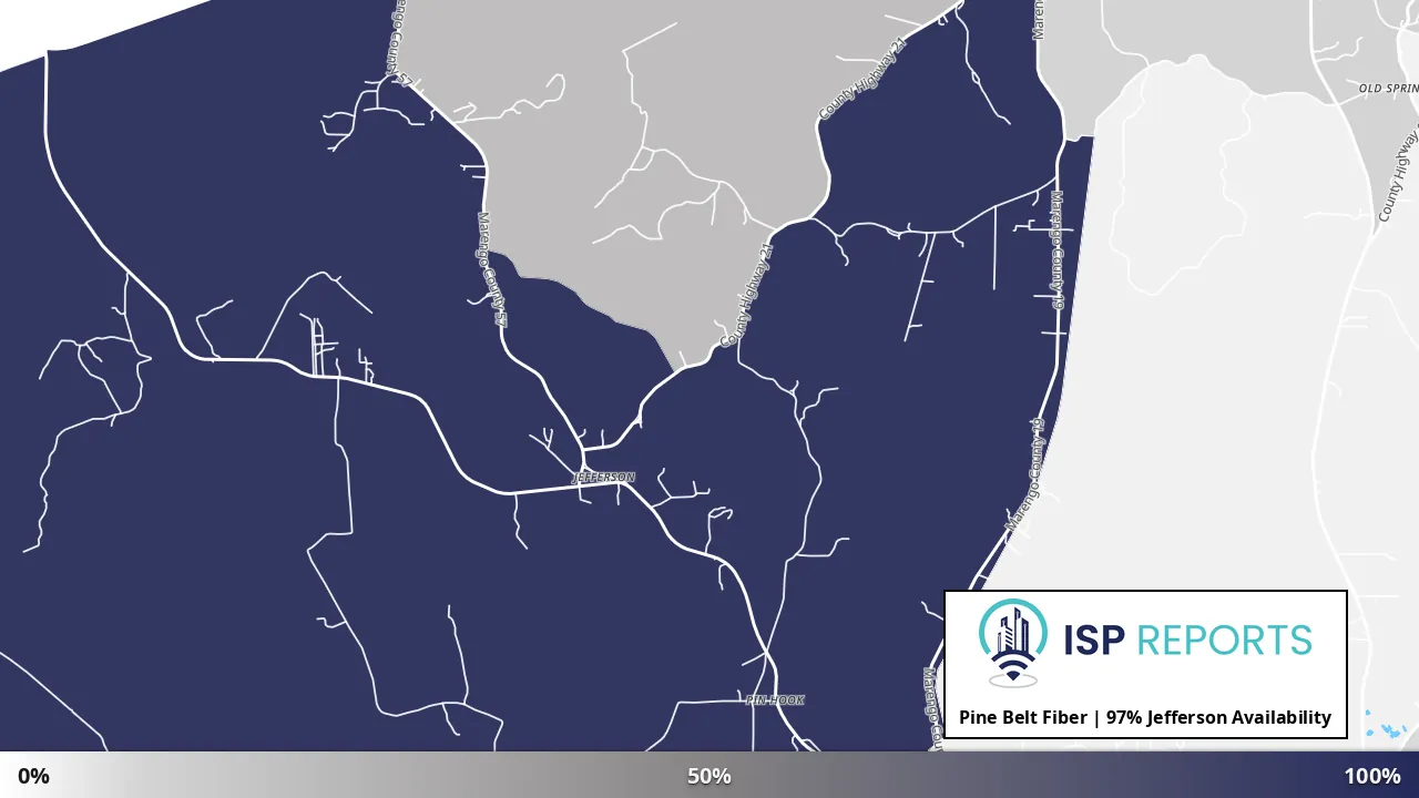 Jefferson, AL map of internet availability