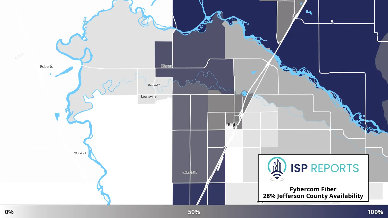 Jefferson County, ID map of internet availability