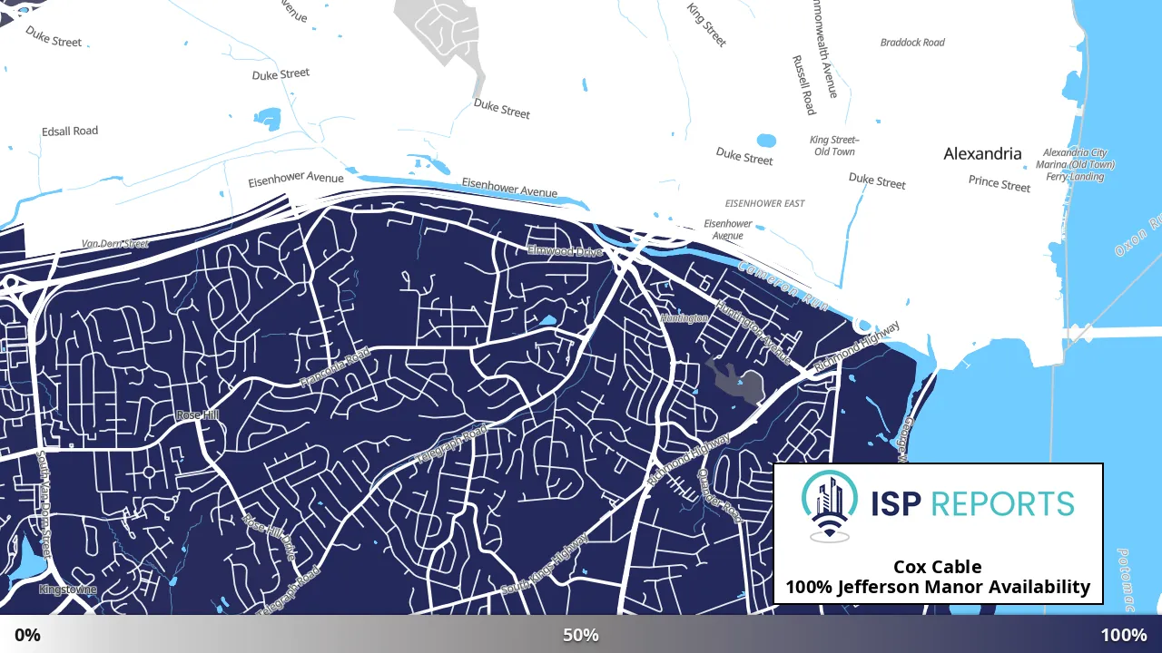 Jefferson Manor, VA map of internet availability